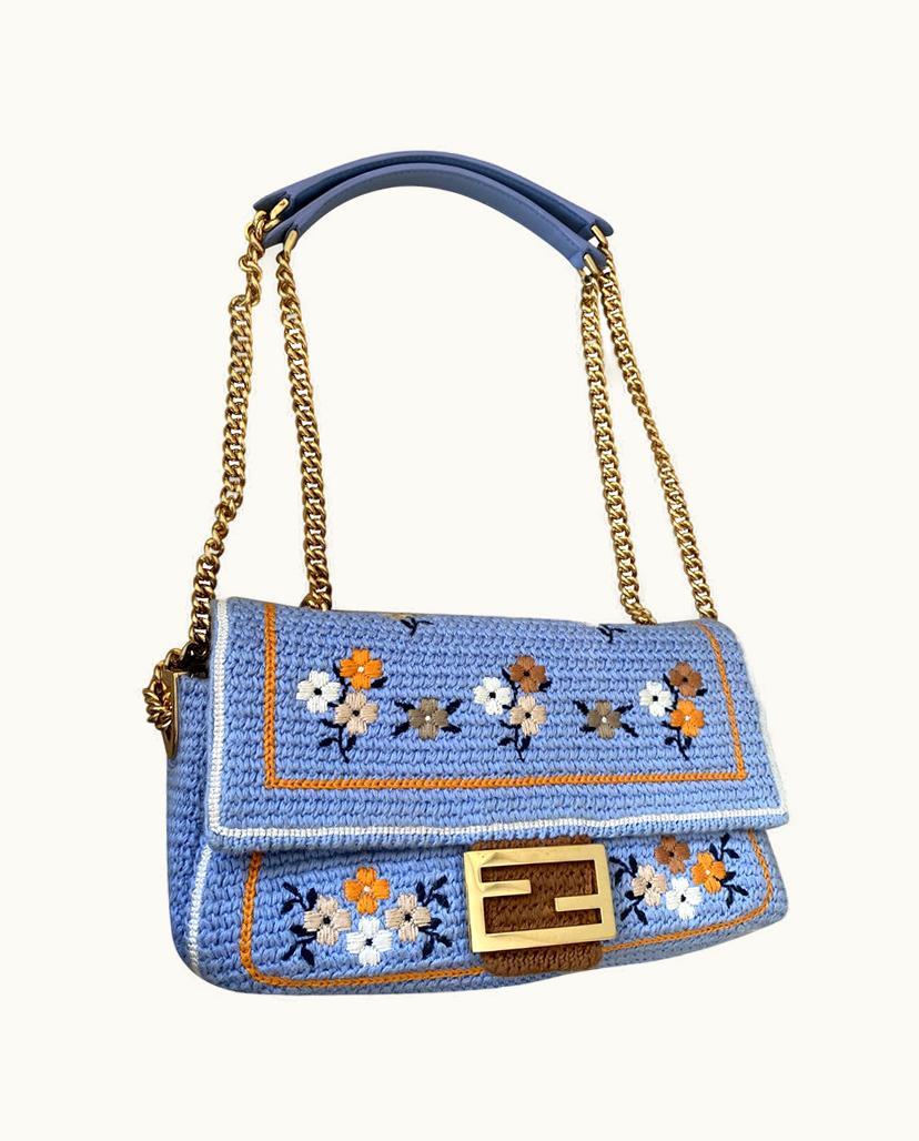 Fendi Fendi Women's Baguette Bag Cotton In Blue