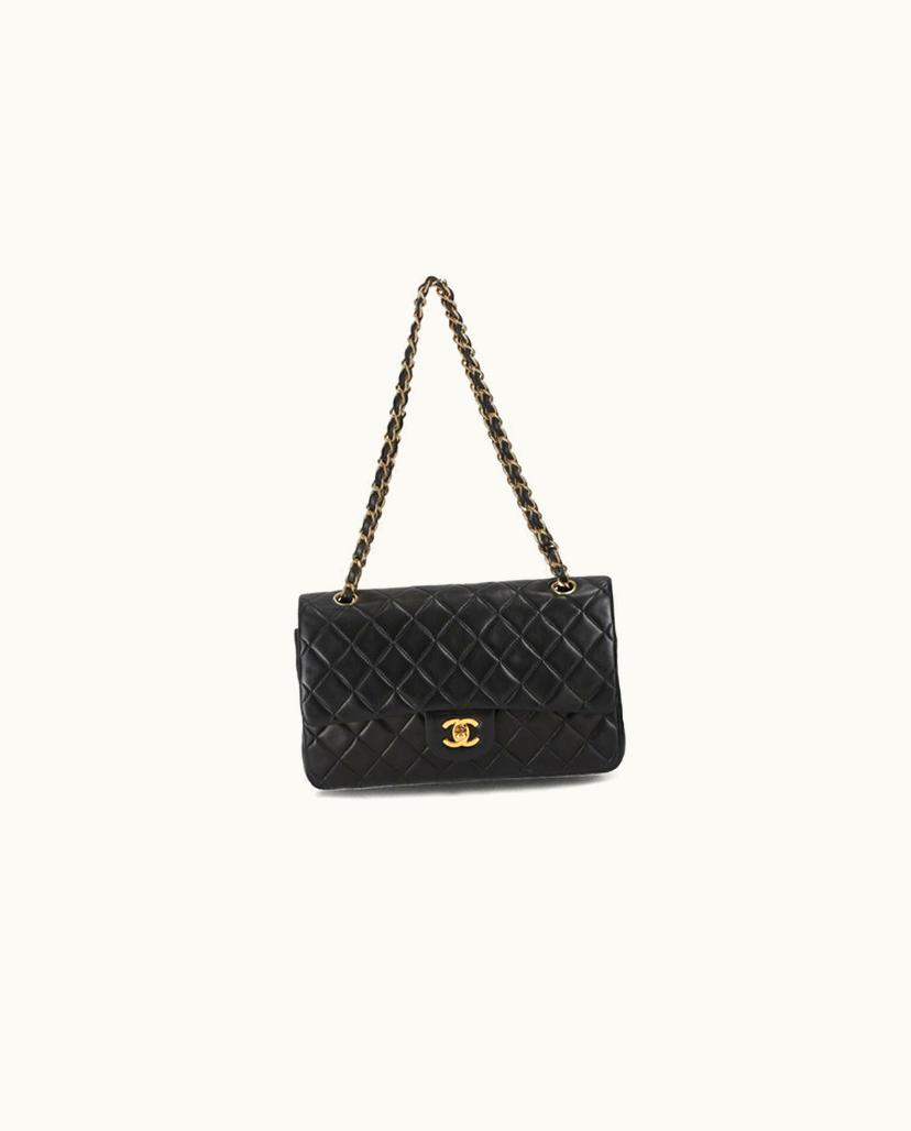 Chanel Chanel Classic Medium Double Flap Bag Leather Shoulder Bag Black