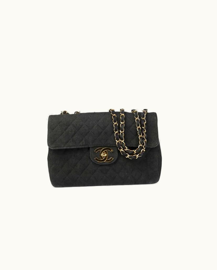 Chanel CHANEL Maxi Single Tweed Flap Bag Shoulder Bag Black