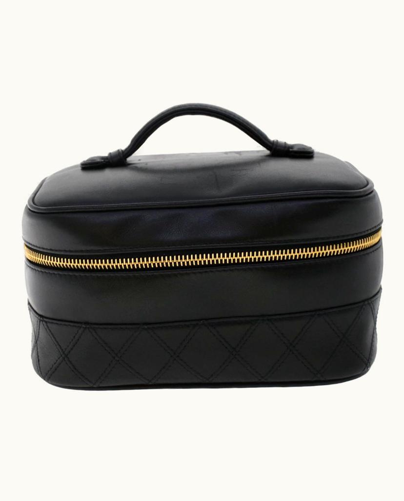 Chanel Chanel Vanity Leather Cosmetic Pouch in Black
