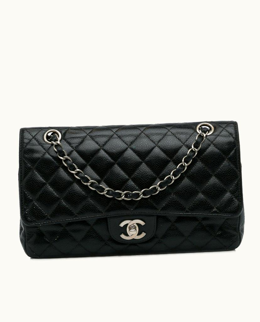 Chanel Chanel Classic Caviar Double Flap Shoulder Bag in Black