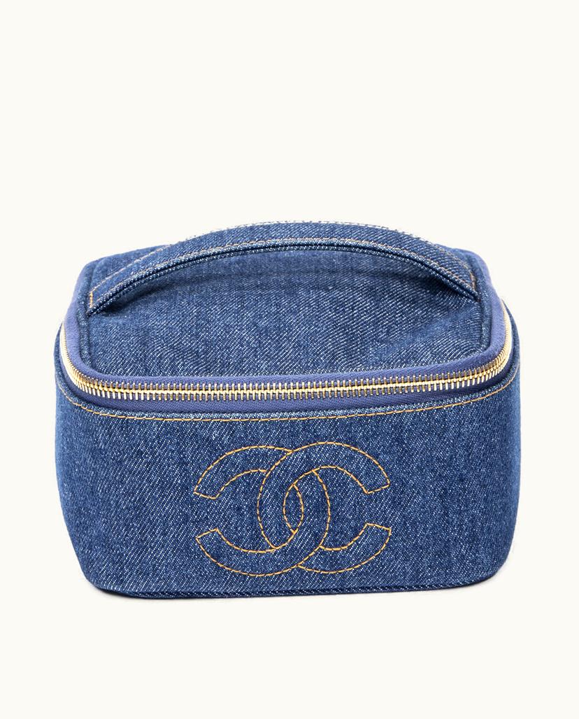 Chanel BrandCo Paris Mini Denim Vanity Case Handbag Blue Denim Canvas