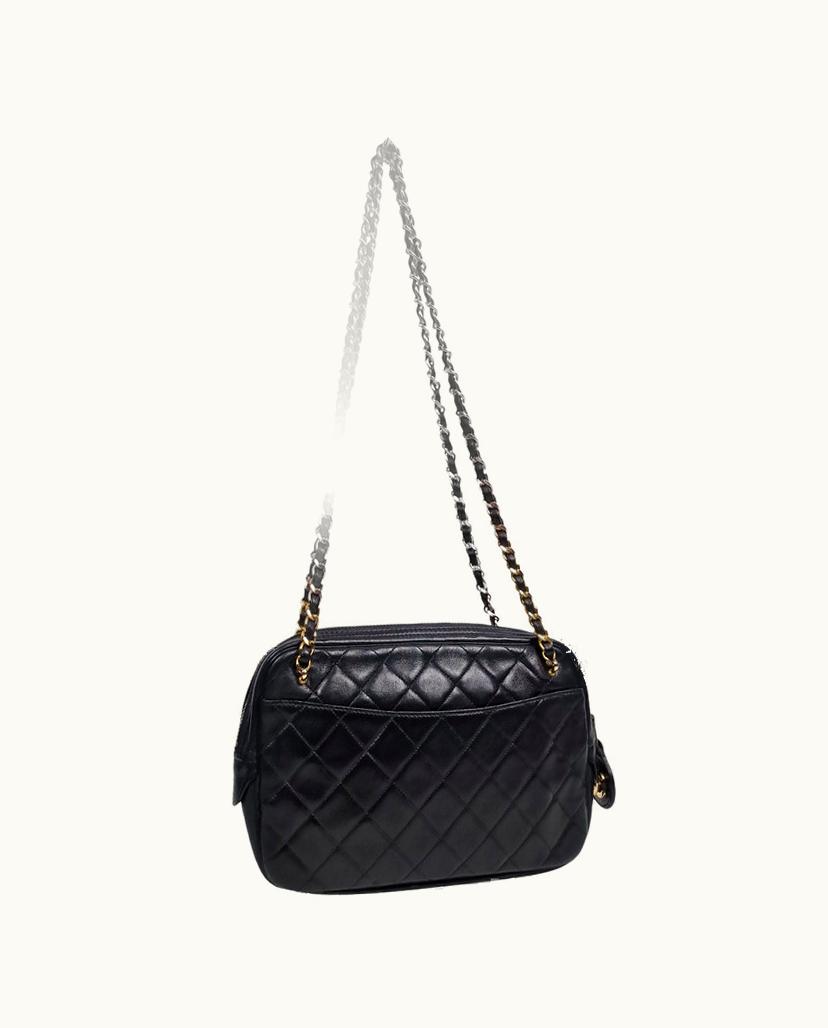 Chanel Chanel Timeless Quilted Black Lambskin Camera Bag