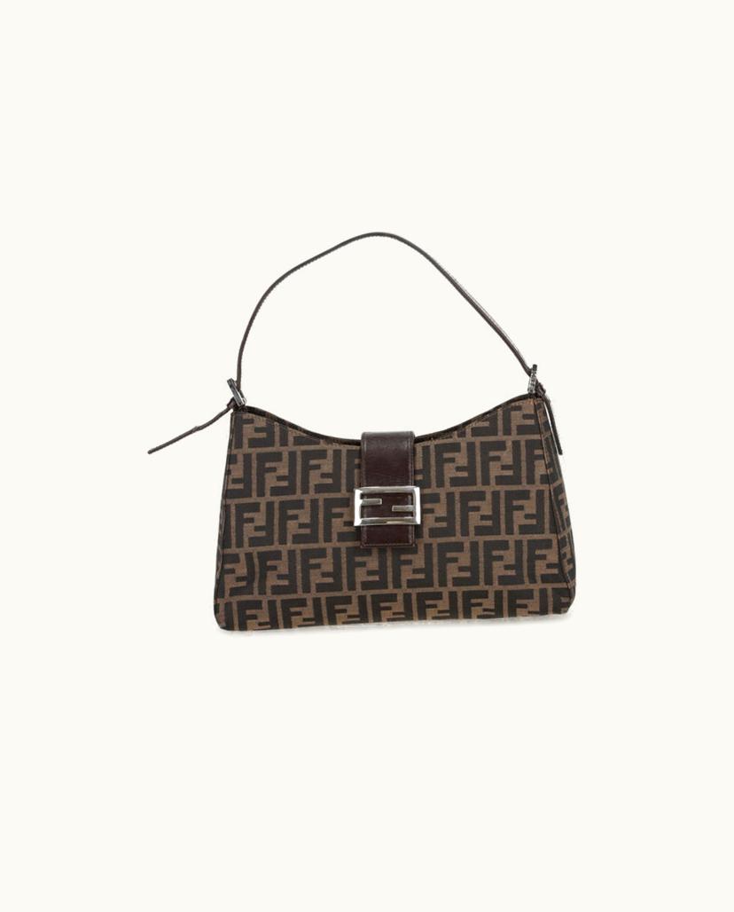 Fendi Fendi Zucca Shoulder Bag Brown Canvas Shoulder Bag