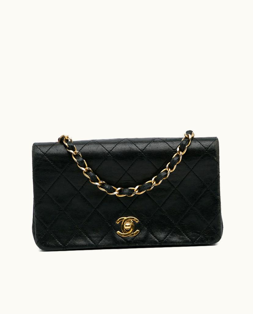 Chanel Chanel Full Single Flap Crossbody Bag Leather x Lambskin Black