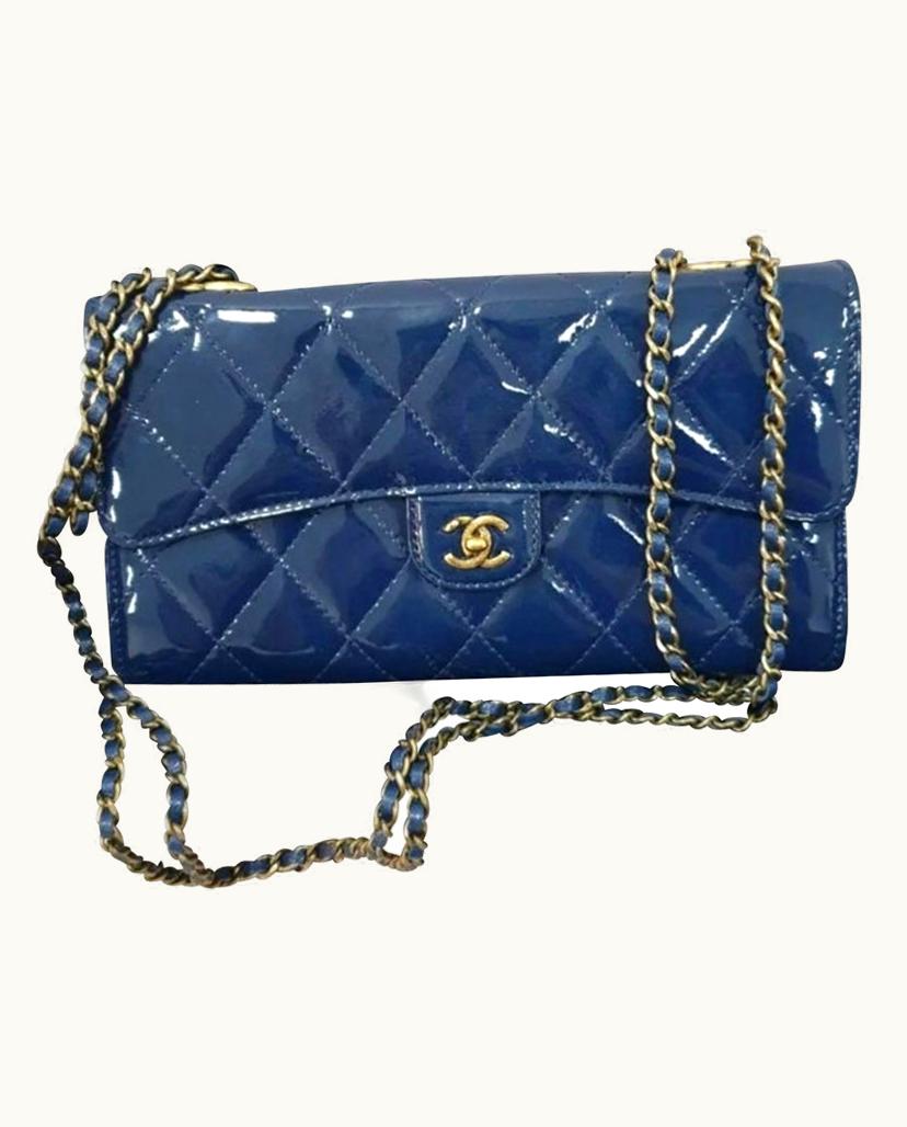 Chanel Chanel Women's Flap Bag Patent Leather In Blue
