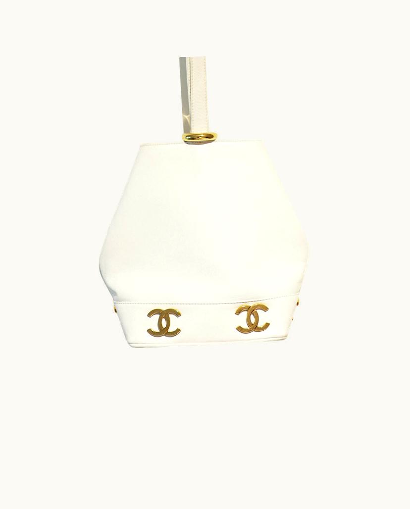 Chanel Chanel Vintage Caviar Bucket Bag White