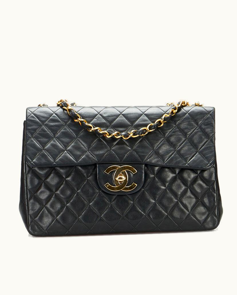 Chanel Chanel Jumbo Classic Lambskin Maxi Single Flap Shoulder Bag Black