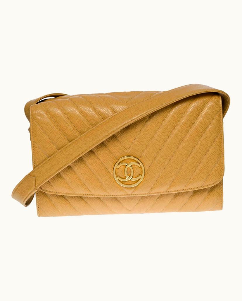 Chanel Chanel Classic Flap Bag Caviar Leather Golden Beige
