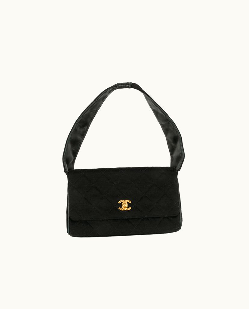 Chanel Chanel S120 Sac Leather and Jersey Handbag in Black