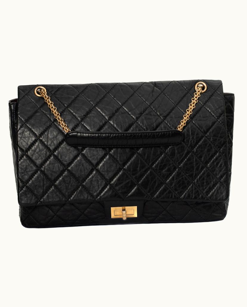 Chanel Chanel 2.55 Leather Shoulder Bag in Black & Burgundy