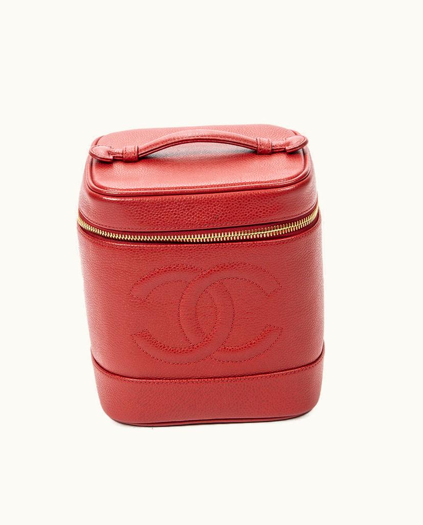 Chanel BrandCo Paris CC Timeless Tall Vanity Case Handbag in Red Caviar Leather
