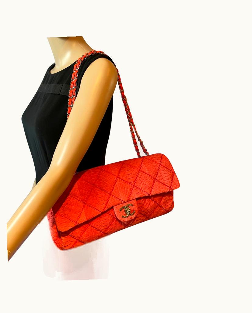 Chanel Chanel Classic Python Handbag Red