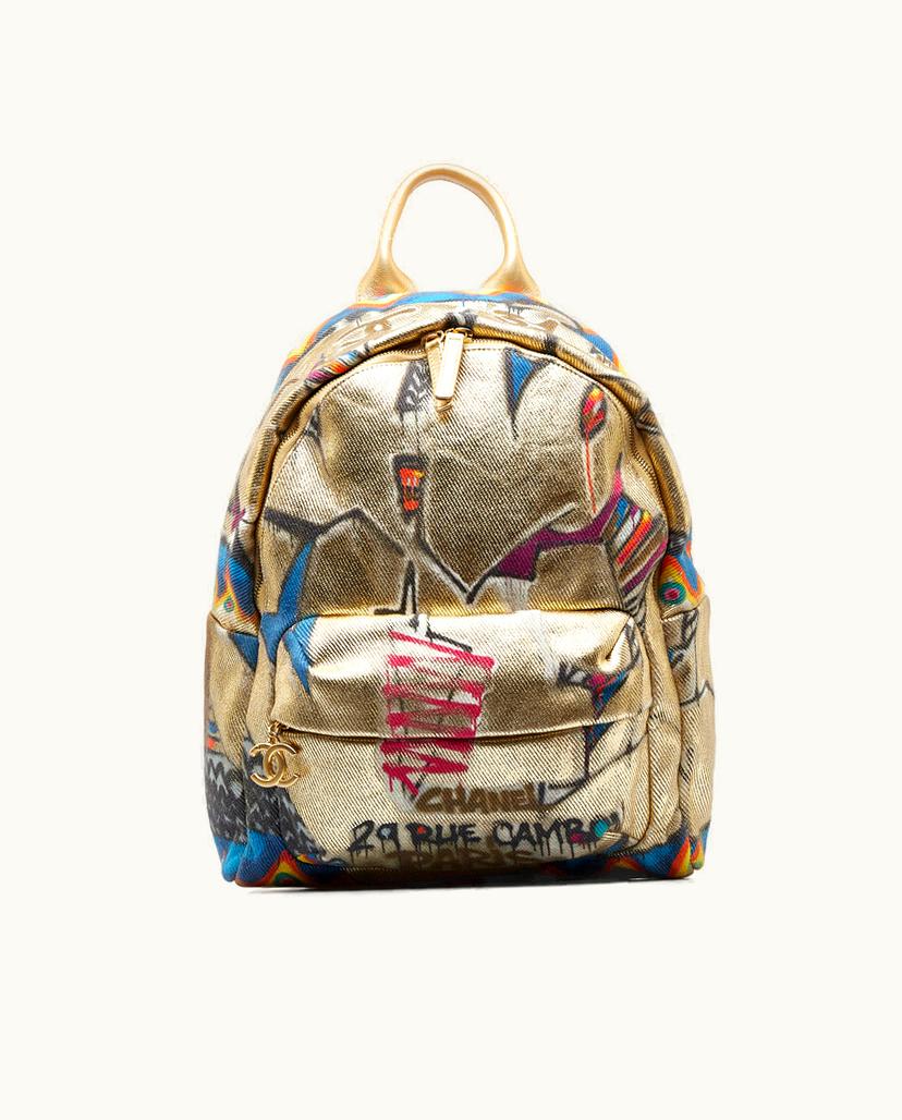 Chanel Chanel Paris New-York Street Spirit Backpack Coated Canvas Gold