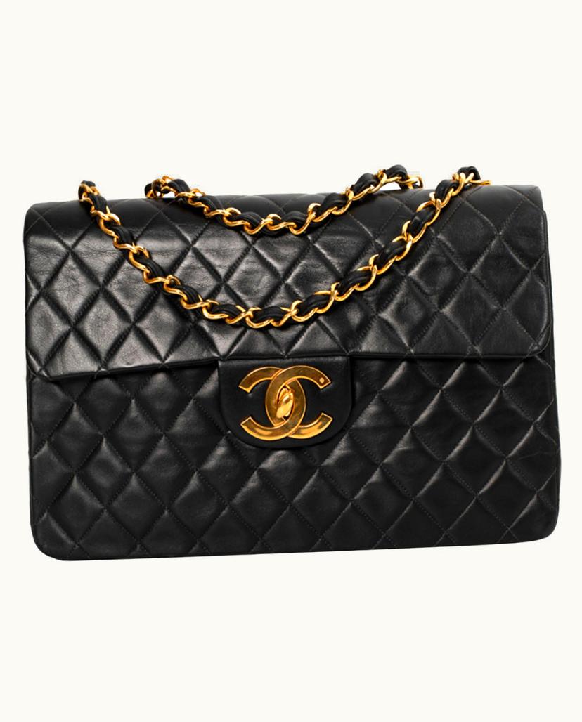 Chanel Chanel Timeless Shoulder Bag Leather Black & Burgundy