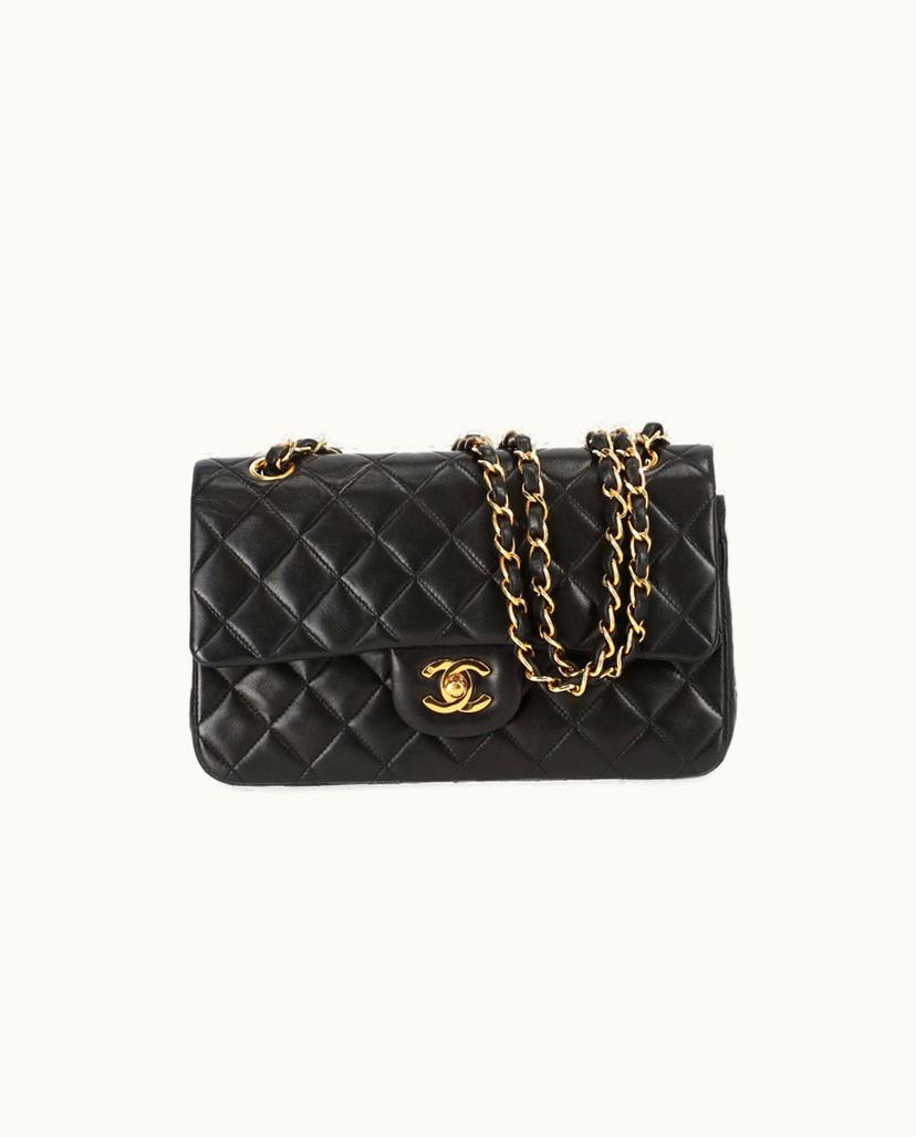 Chanel CHANEL Classic Small Double Flap Bag Quilted Leather In Black
