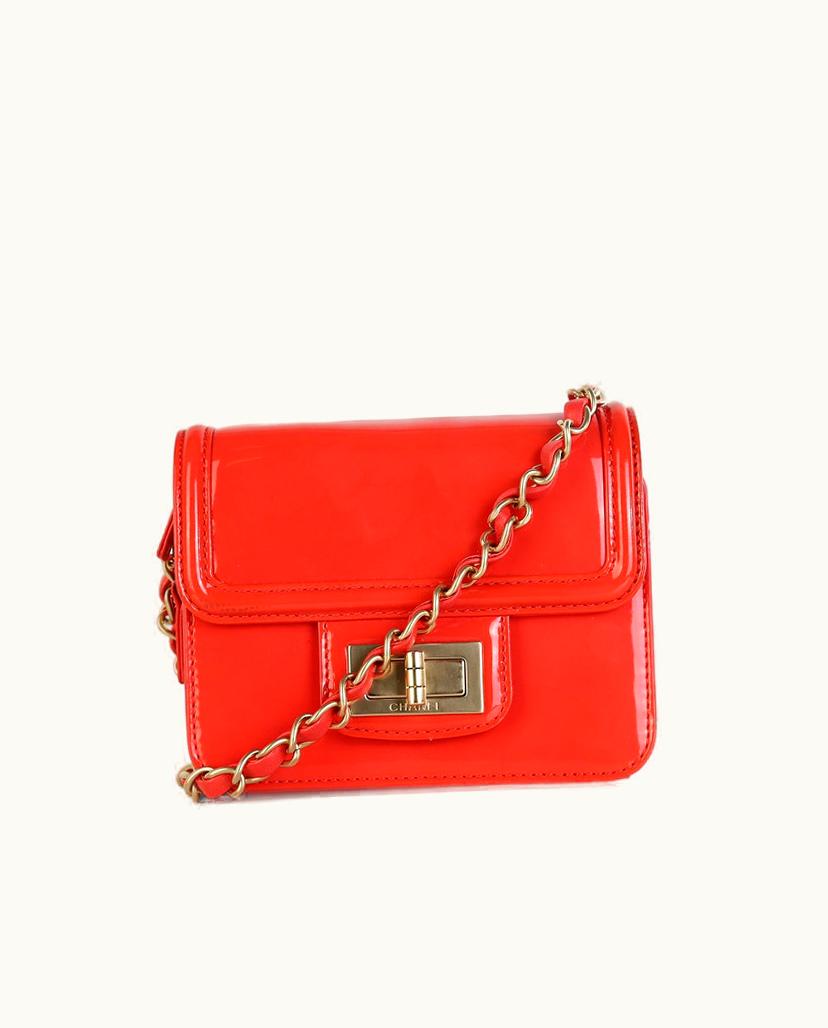 Chanel Chanel Mini Square Reissue Crossbody Bag Orange Coral Patent Leather