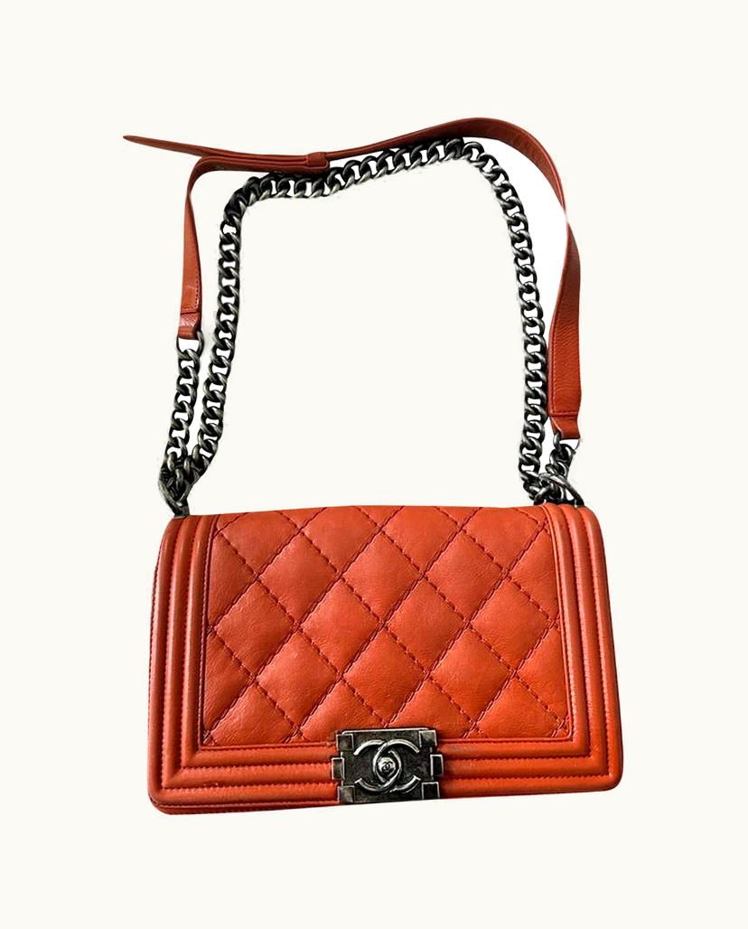 Chanel Chanel Boy Bag Wild Stitch Leather Red