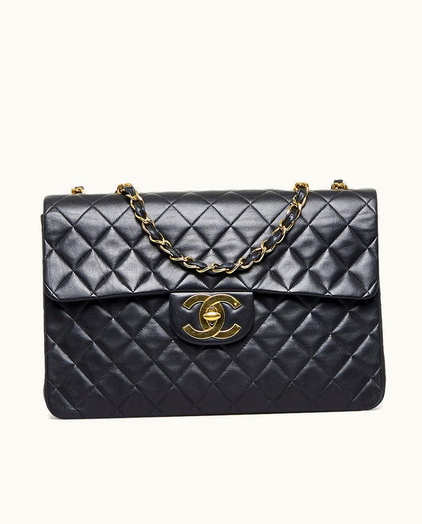 Chanel Chanel Classic Double Flap Shoulder Bag Black Leather Lambskin