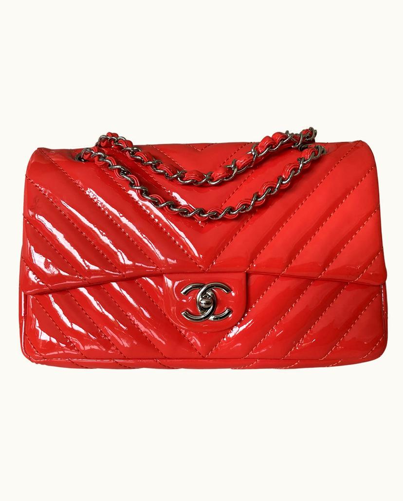 Chanel Chanel Women's Classic Flap Bag Medium Patent Leather In Red