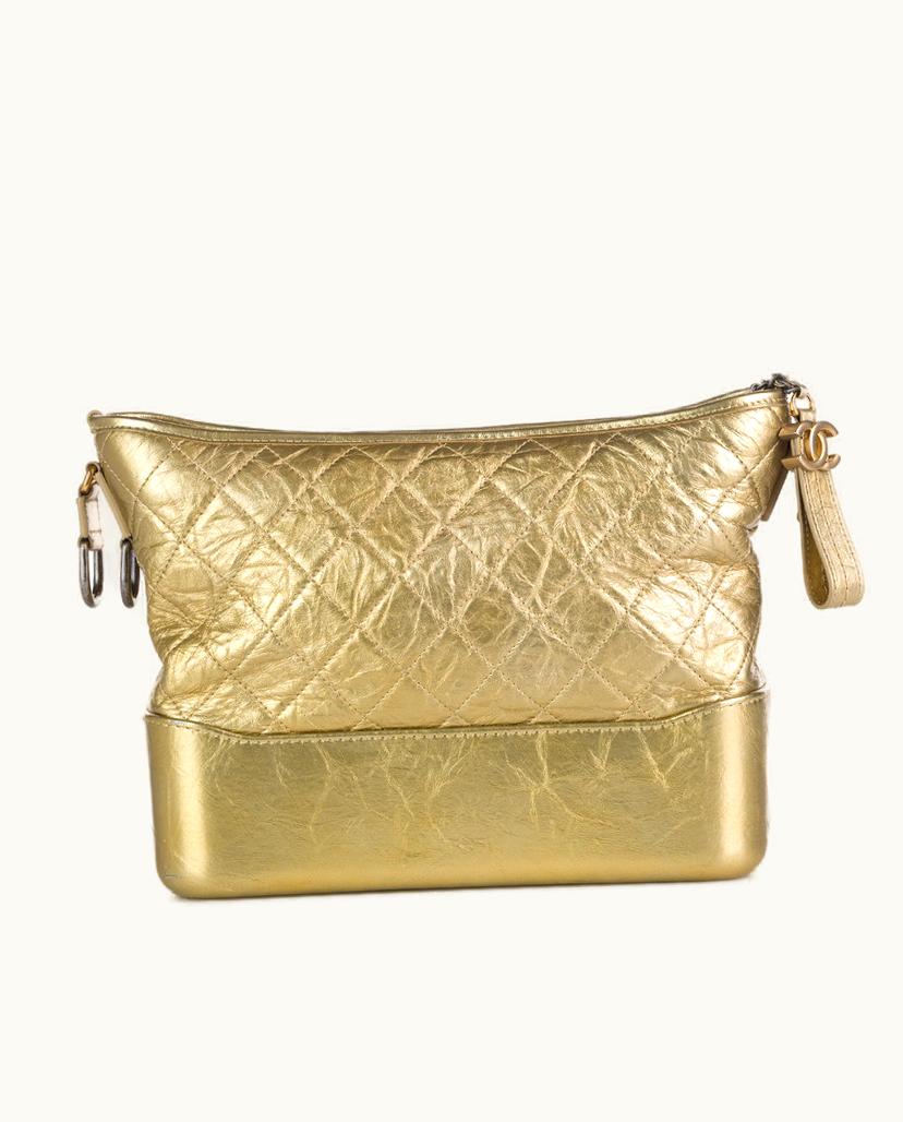 Chanel Chanel Gabrielle Hobo Shoulder Bag Lambskin Leather Gold
