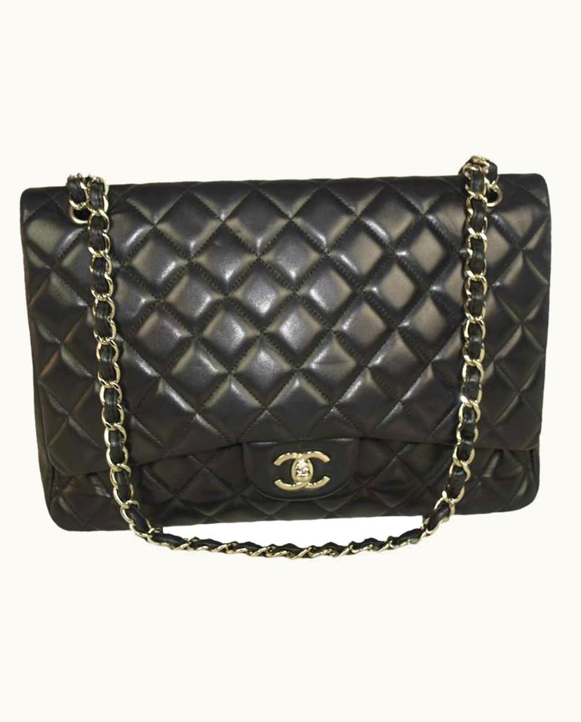 Chanel Chanel Maxi Jumbo Classic Flap Bag Leather In Black