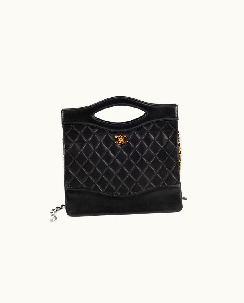 Chanel Chanel 1989/1991 Quilted Leather Handbag Black & Red