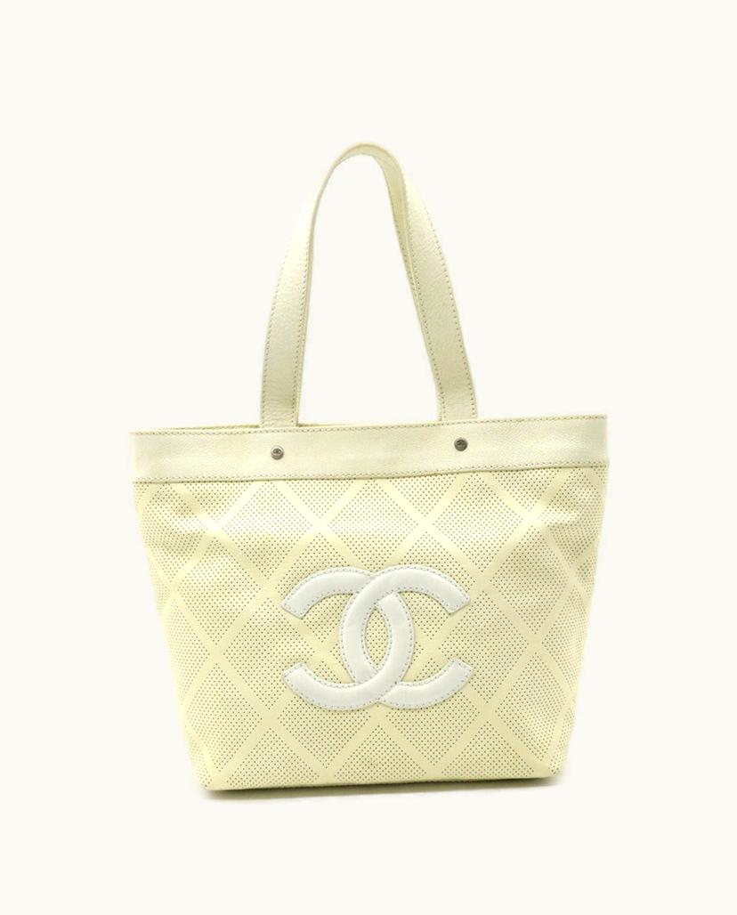 Chanel Chanel Elegant Tote Bag Leather Beige