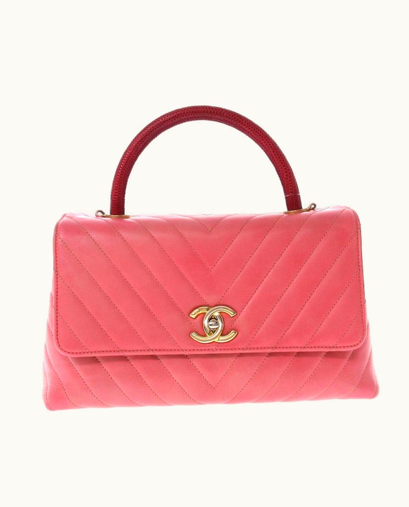 Chanel Chanel V-Stitch Handbag Leather Pink