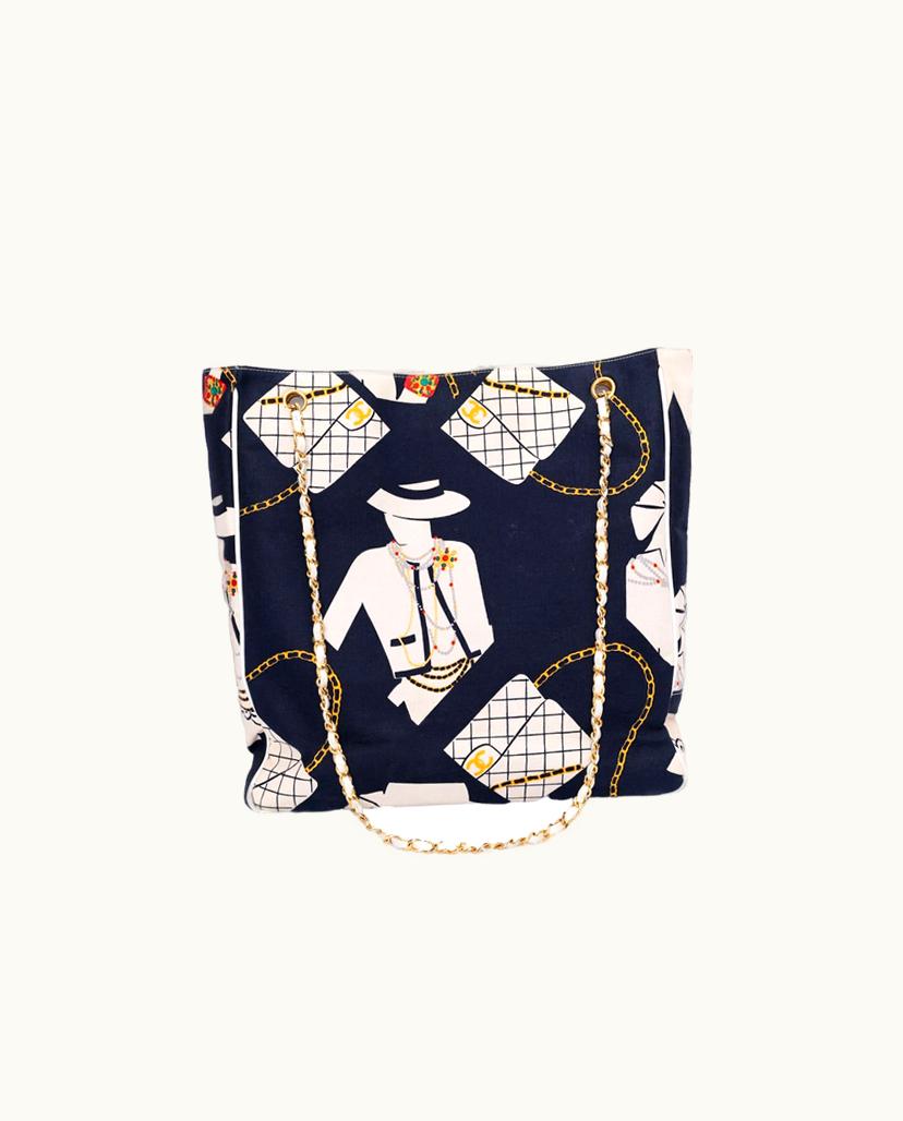 Chanel Chanel Sac Cabas Canvas Tote Bag in Dark Blue