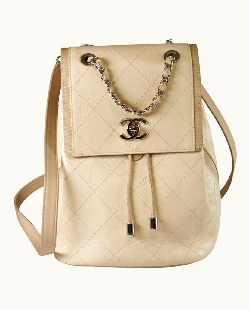 Chanel Chanel Women's Backpack Leather In Beige