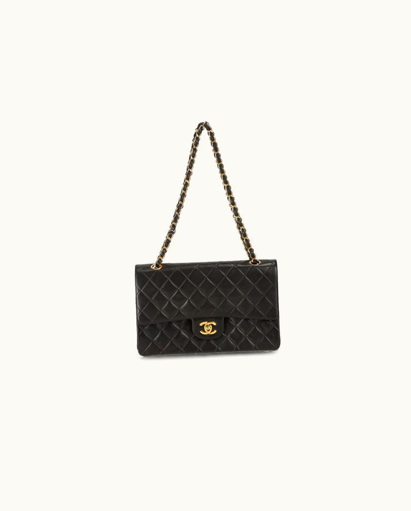 Chanel CHANEL Classic Medium Double Flap Bag Leather In Black