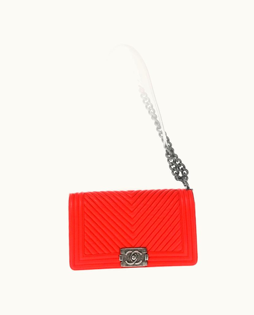 Chanel Chanel Boy Bag Leather Shoulder Red