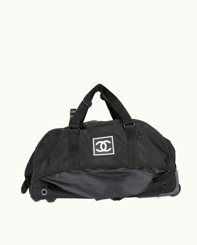 Chanel CHANEL Vintage Nylon Luggage Bag with Telescopic Handle in Black