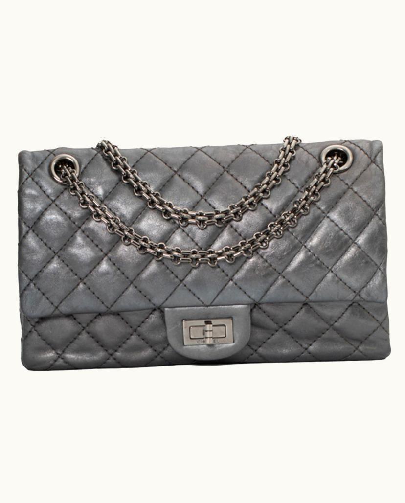 Chanel Chanel 2.55 Women's Leather Shoulder Bag in Silvery