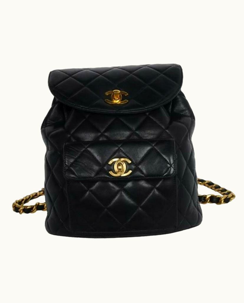 Chanel CHANEL Duma Backpack Women's Leather Black