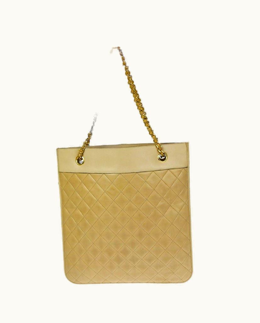 Chanel Chanel Matelassé Shoulder Bag Leather Beige