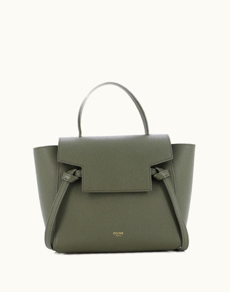 Celine Celine Belt Bag Textured Leather Nano Luxury Handbag Green