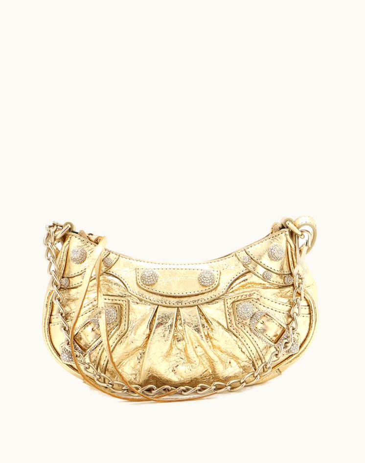 Balenciaga Balenciaga Le Cagole Giant Studs Shoulder Bag Leather With Crystals Mini