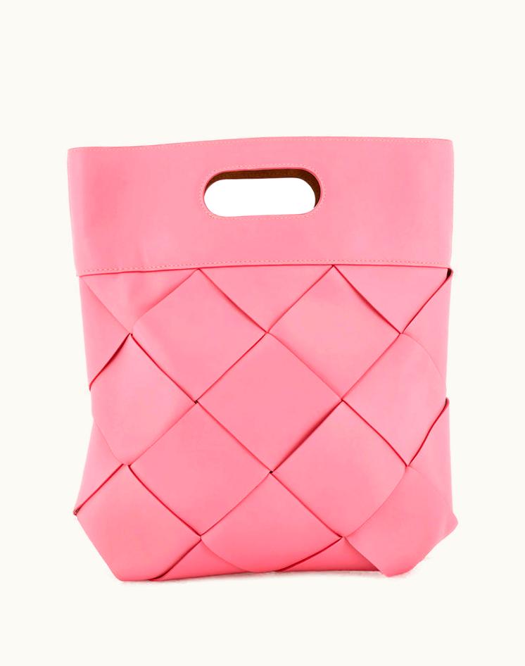 Bottega Veneta Bottega Veneta Slip Tote Maxi Intrecciato Leather Small Pink Brown Silver