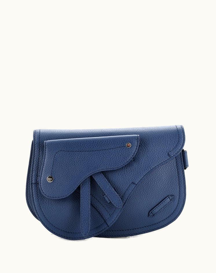 Dior Dior Saddle Messenger Pouch Leather Blue Silver