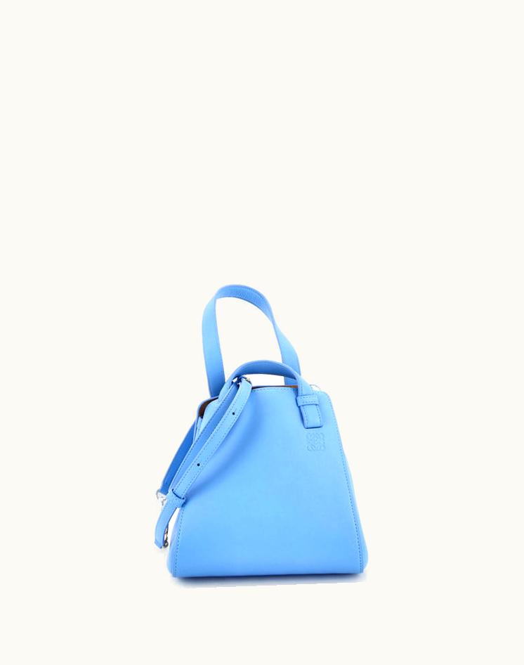 Loewe Loewe Hammock Nugget Bag Leather Small Blue-Gold