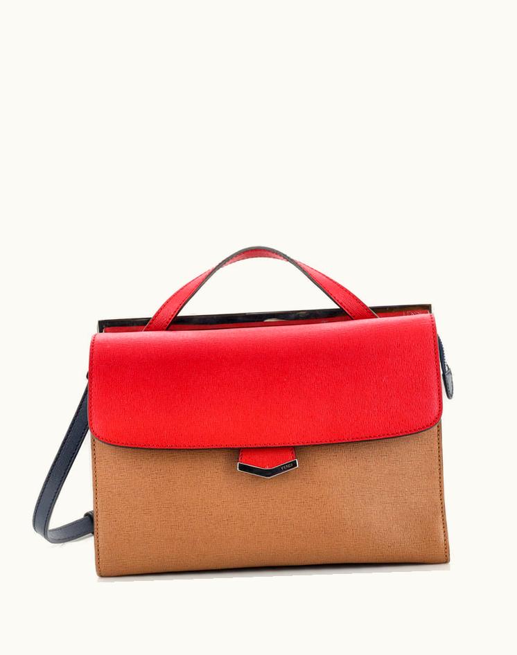 Fendi Fendi Tricolor Demi Jour Satchel Leather