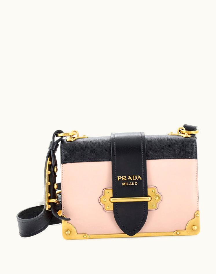 Prada Prada Cahier Crossbody Bag City Calf And Saffiano Small Multicolor Aged Gold