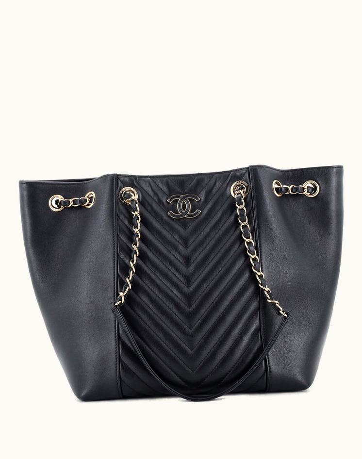 Chanel Chanel CC Accordion Bucket Bag Chevron Lambskin