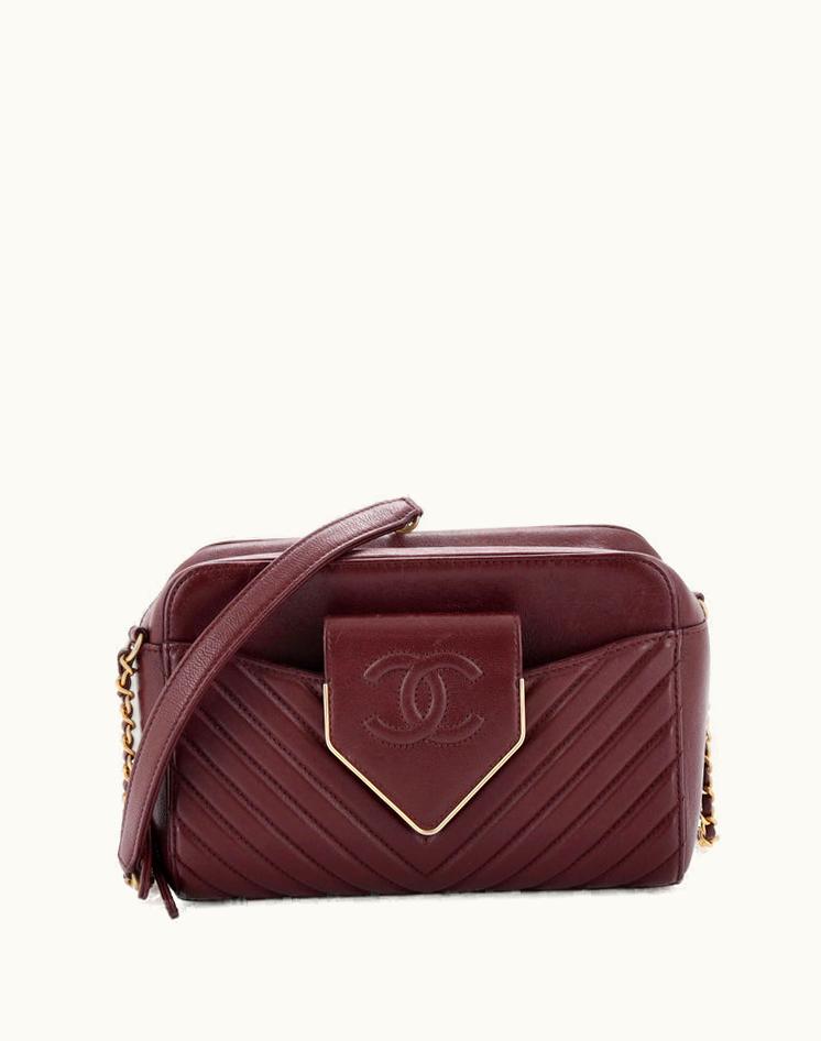 Chanel Chanel Collar And Tie Camera Bag Chevron Sheepskin Small