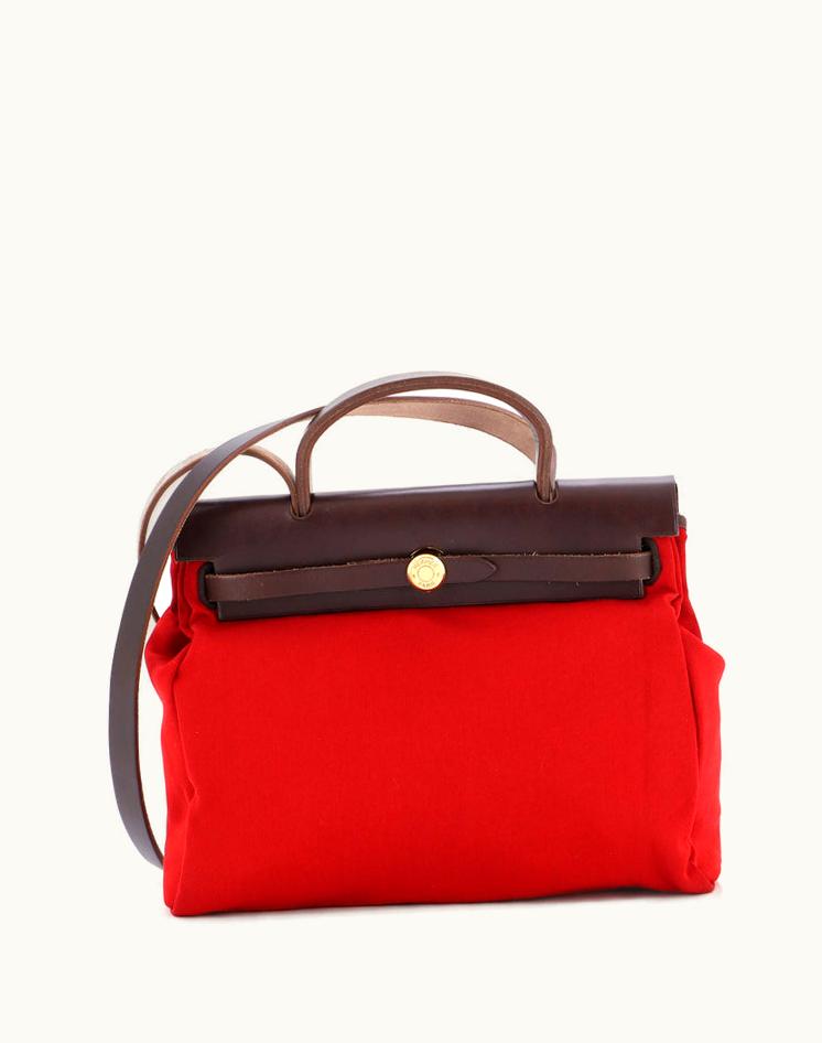 Hermès Hermès Herbag Toile And Leather PM Red Gold
