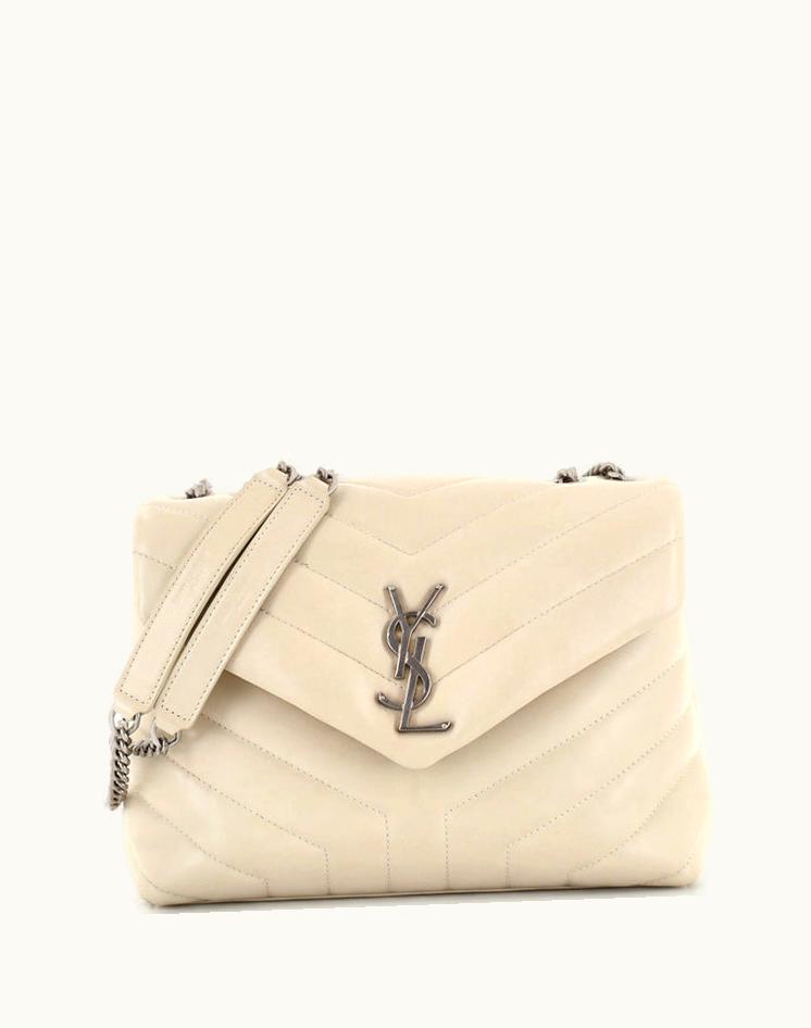 Saint Laurent Saint Laurent Loulou Shoulder Bag Matelasse Chevron Leather Small Neutral Beige