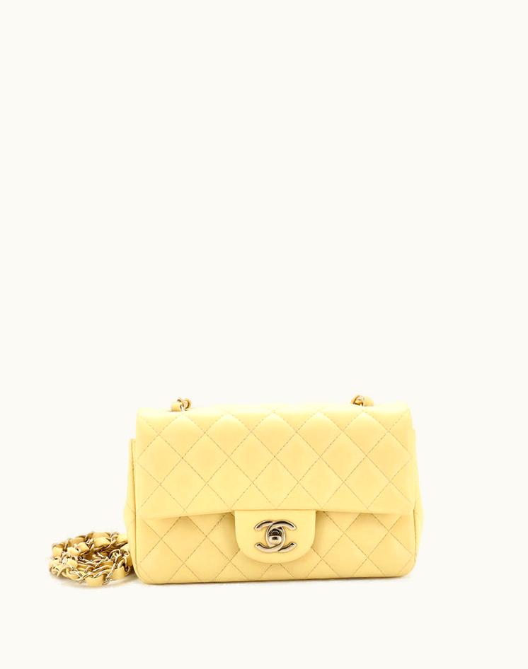 Chanel Chanel Classic Single Flap Bag Quilted Lambskin Mini Yellow
