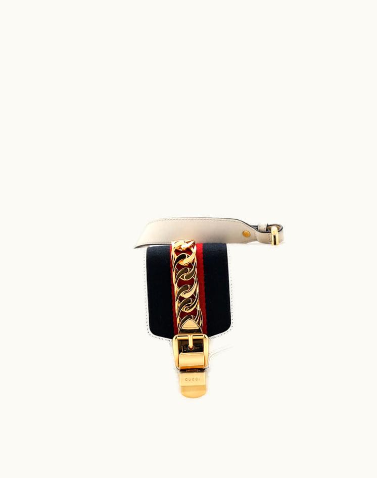 Gucci Gucci Sylvie Shoulder Bag Leather Small White